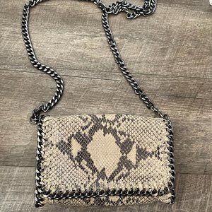 Snakeskin Crossbody Bag w/ Silver Chain